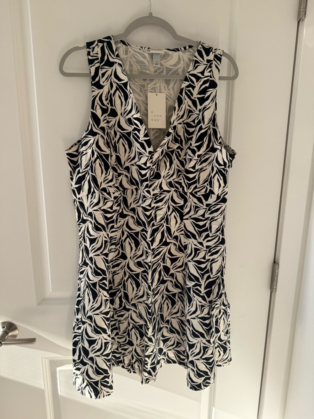 a new day Black & White Leaf V-Neck Dress
